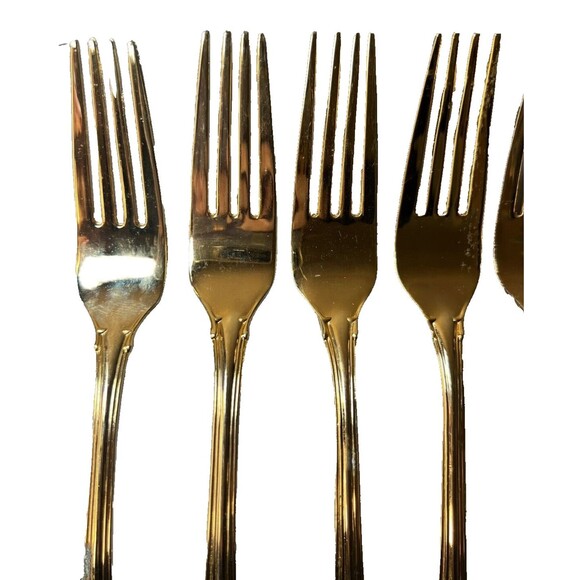 FB Rogers Golden Plated Electroplate American Chipendale Flatware 5 Dinner - Picture 4 of 16